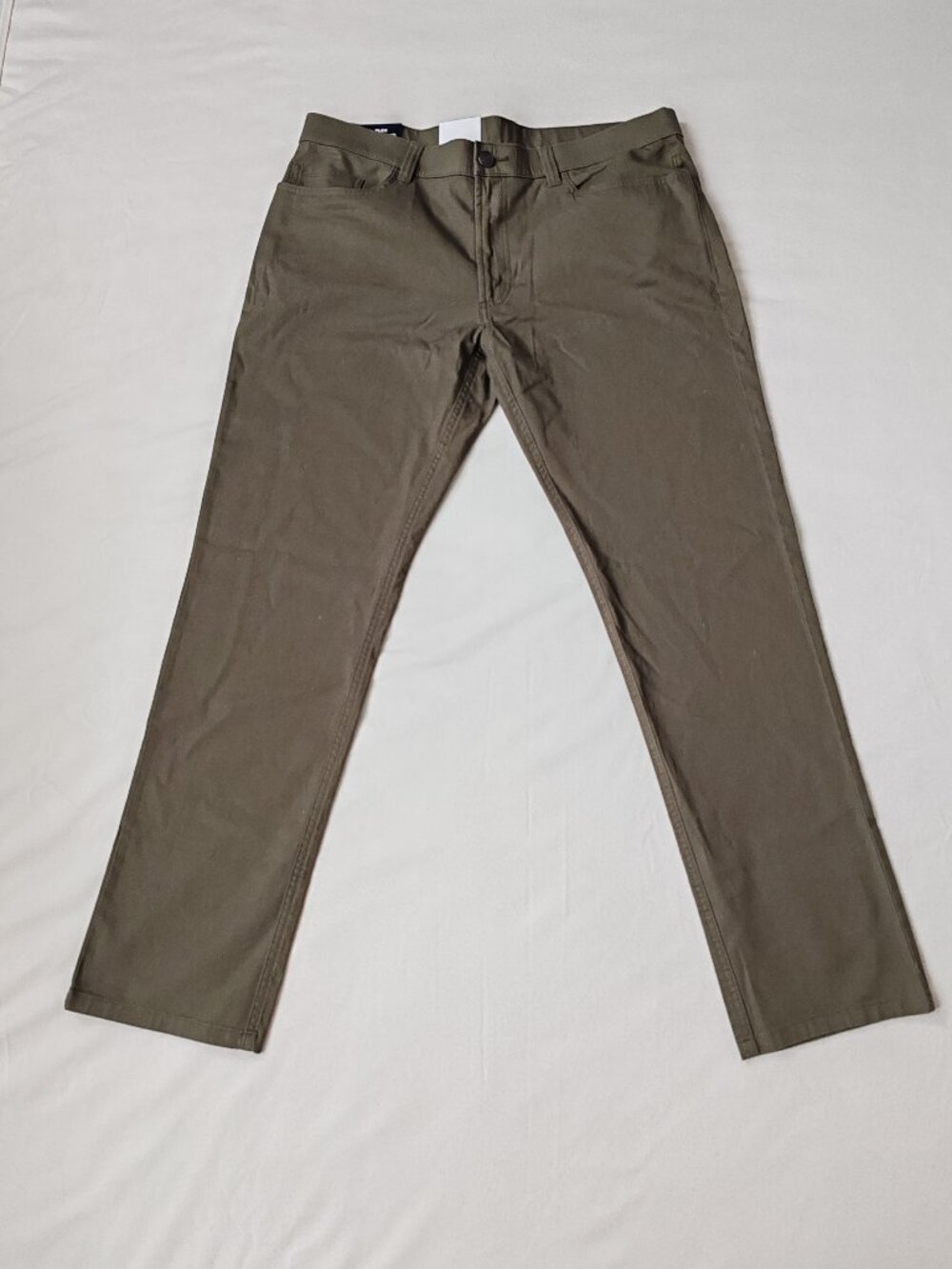 NWT Haggar Slim Straight 5-Pocket Flex Waistband Pants Olive Green 36x32
